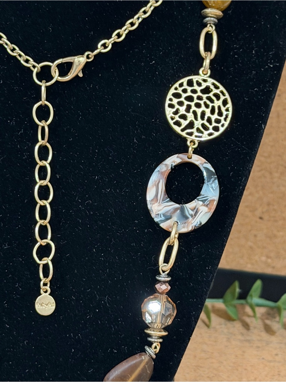 Ruby Rd. Gold-Tone Necklace with Brown and Marbled Accents - Picture 2 of 6